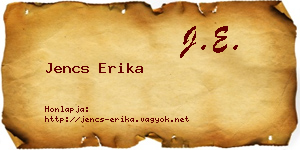 Jencs Erika névjegykártya